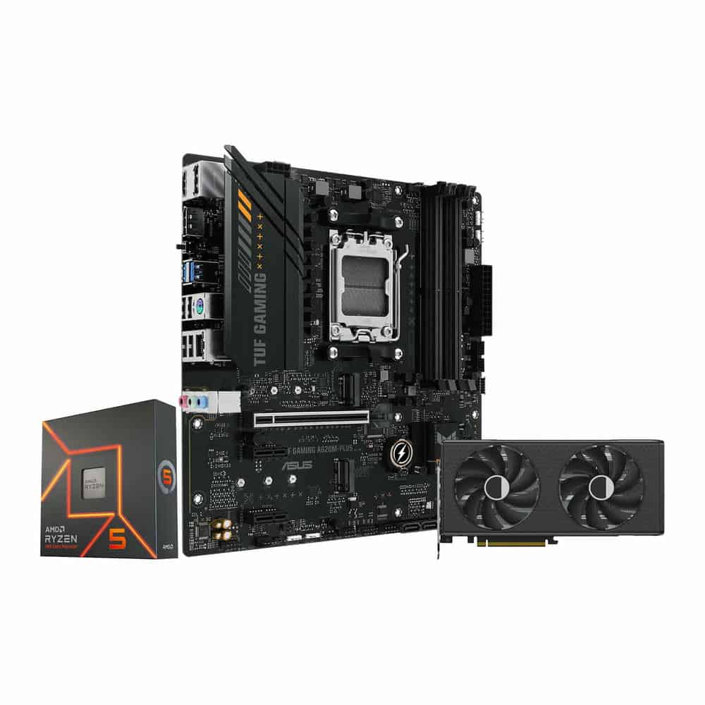 ASUS TUF GAMING A620M-PLUS & AMD Ryzen™ 5 7600X CPU & XFX Radeon RX 7600 XT SWFT210 GPU AMD Bundle